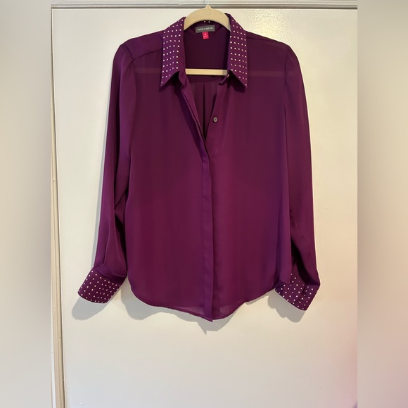 Vince Camuto Tops - Sheer purple top with silver embellishments on collar